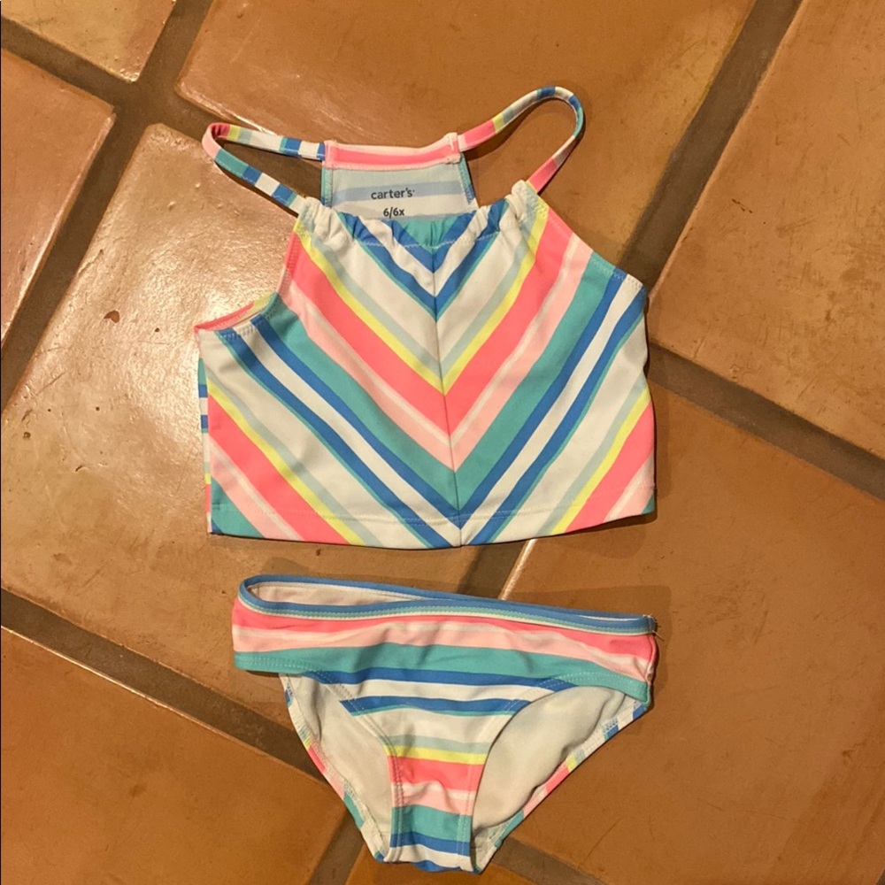 Carter's Pink and Blue Chevron Bikini Swim Set